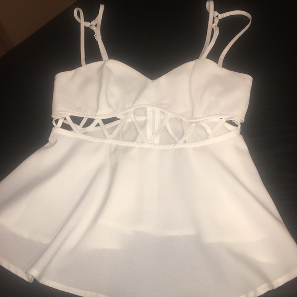 White Peplum Top - Picture 4 of 6